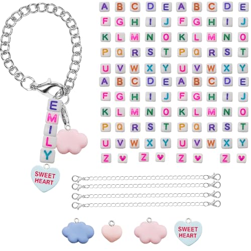 Dielianyi DIY Name tag Kit for Stanley Cup Tumbler Handle DIY Letter Beads Name tag Bead Accessories for Stanley 40 oz Tumbler with Handle