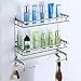 Produktbild AINIYF Badezimmer Regal gehärtetes Glas, 2 Tier Regal mit Handtuchhalter Wand befestigter Dusche Lagerung 18inches, gebürstet Silber Finish (2 Tier Glasregal)