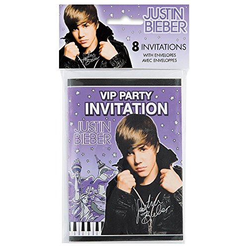 Justin Bieber Invitations [8 Per Pack]