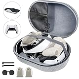 FPVtosky Carrying Case for Playstation VR2, PSVR 2 Hard Shell Case, Travel Storage Bag with Lens Protector 2 Flannel Bag & Cable Ties, Fits PS5 Controllers & Official Charging Station Accessories
