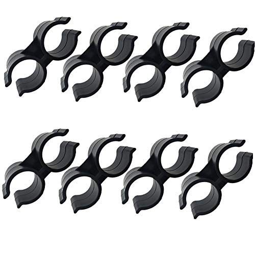 Luluxing 20Pcs Black Double Port Pipe Clamps Clips 25Mm/1 Inch Diameter Shelf Pole Connector Chain Link Fence Panel Clamps cover