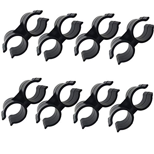 luluxing 20Pcs Black Double Port Pipe Clamps Clips 25mm/1 inch Diameter Shelf Pole Connector Chain Link Fence Panel Clamps