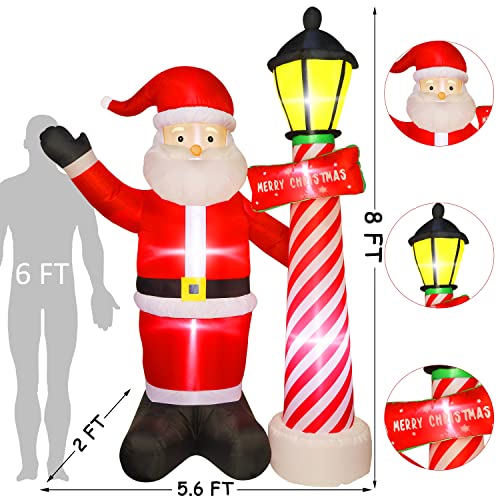 Sand Mine 8 Ft Christmas Inflatables Blow Up Yard Decorations, Inflatable Santa Claus Christmas Outdoor Decoration, Blow Up Santa Claus With Lighthouse For Christmas Indoor Outdoor Yard Decorations #TOP1