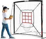 5' x 5' Baseball & Softball Practice Hitting & Pitching Net Similar to Bow Frame, Great for All Skill Levels, Pop up/Easy Fold up/Fiberglass Frame, Light Weight, Portable