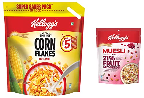 Image of Kellogg's Muesli Fruit Nut & Seeds 240 Gm and Kellogg's Corn Flakes Original 1.2 kg Pack