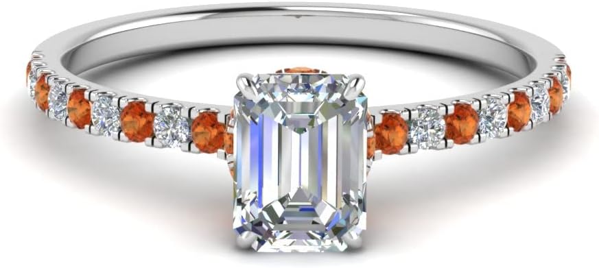 Choose Your Gemstone Emerald Shape 925 Sterling Silver Hidden Halo Petite Diamond CZ Ring Minimal Surprise Gifts for Ladies Wedding Jewelry Handmade Gifts for Wife : US Size 4 to 12