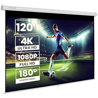 Schermo da proiezione Luxscreen, telo da proiezione, Compatibile con Proiettori per Cinema a Casa, Conferenze (120 Pollici 16:9 Manuale)