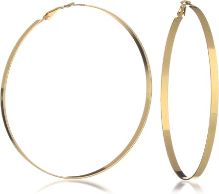 GUESS Goldtone Extra Large Steel Smooth Hoop Earrings