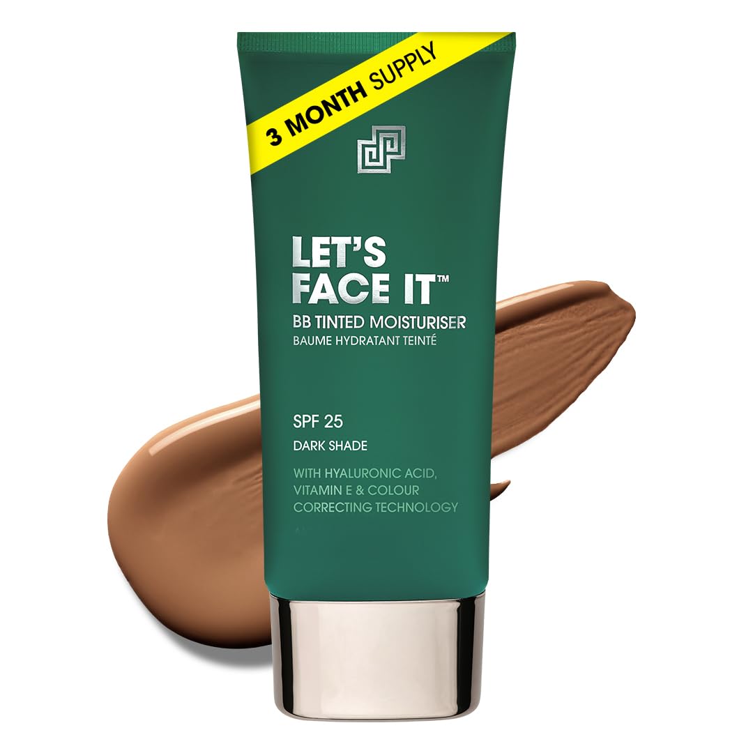 Sponsored Ad – Mens BB Tinted Moisturiser, Vegan Makeup for Men, Natural Coverage for Redness & Blemishes, 24hr Moisturisation with SPF, Easy Application, Dark Shade, 50ml. Aka. LET'S FACE IT