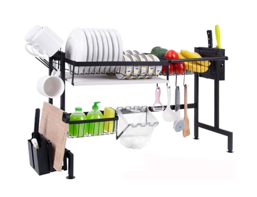 Escurreplatos Estante para Platos De Cocina Acero Inoxidable, para Escurridor Y Juego para Colgar Tazas Organización Cocina