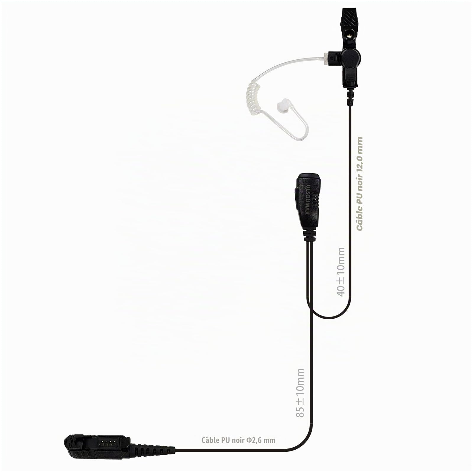 Écouteurs à Tube Acoustique Air pour Motorola DP2400 | Compatible DP2400e DP3441e XPR3300e XPR3500 MTP3150 XiR P6600i, Casque Acoustique, Bouton PTT Mic