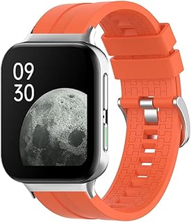 Bracelet Bands for Oppo Watch 2 42mm,TryBest Soft TPU Silicone Wristband Adjustable Replacement Strap 5.5-8.1 inch with Metal Buckle for Women Men Compatible for Oppo Watch 2 42mm - Orange