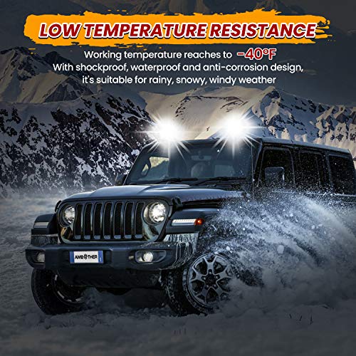 AMBOTHER LED Light Bar Pods 4-Inch Amber White 12800-Lumen Equivalent to 120-Watt Incandescent Bulbs Driving Fog Off Road Triple Row Waterproof Spot Flood Combo Beam Cubes Lights for Truck Jeep ATV - Thumbnail 3