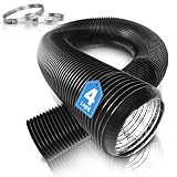 Hon&Guan Tubo flexible de aluminio de 150 mm, campana extractora y ventilador extractor (negro)