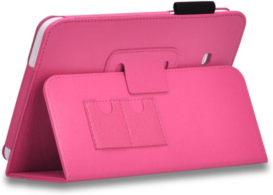 SHEROX Galaxy Tab 3 Lite 7.0 / Galaxy Tab E Lite 7.0 Case Premium Folio Leather Case for Samsung Galaxy Tab 3 Lite 7.0 / Galaxy Tab E Lite 7.0 Inch Tablet, with Stylus Touch Pen (Hot Pink)