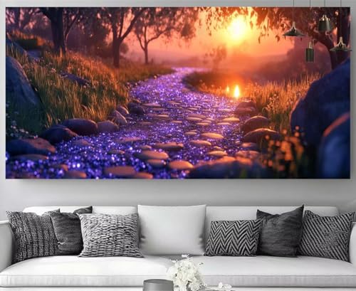 Broderie Diamant Kit Complet 5D Cristal Strass Éclatants Canevas Point de Croix XXL Couché de Soleil