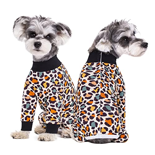 Image of Dog Surgery Recovery Suit for Small Dogs, 4-Legged Dog Onesie After Surgery with Back Snaps, Breathable Cotton Spay and Neuter Bodysuit for Female and Male Dogs