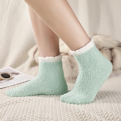 Image of Trifabricy Fuzzy Socks - 5 Pairs Slipper Socks for Women, Non Slip Warm Cozy Sock, Women's Winter Fuzzy Slipper Sock
