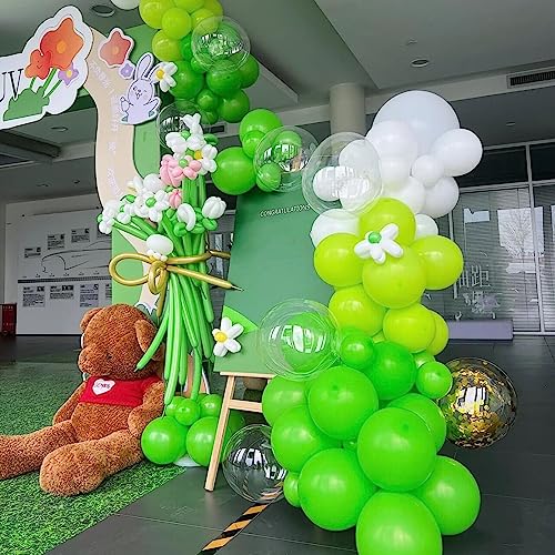 Image of 412pcs Lime Green Balloon Garland Arch Kit 18 12 10 5 Inch Different Sizes Matte Latex Balloons for Baby Shower Light Green Theme Birthday Summer Jungle Forest Party Decoration