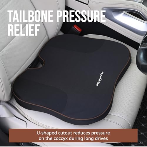 Image of Wedge Car Seat Cushion - Memory Foam Driver Seat Pad for Height & Comfort | Coccyx Cutout for Tailbone & Lower Back Pain Relief & Better Road Visibility (Black)