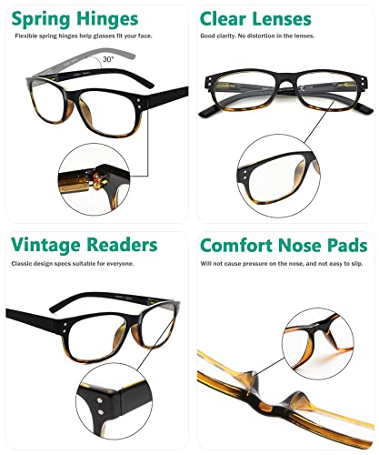 Image of Eyekepper Classic Reading Glasses for Men 5 Pack Spring Hinges Readers