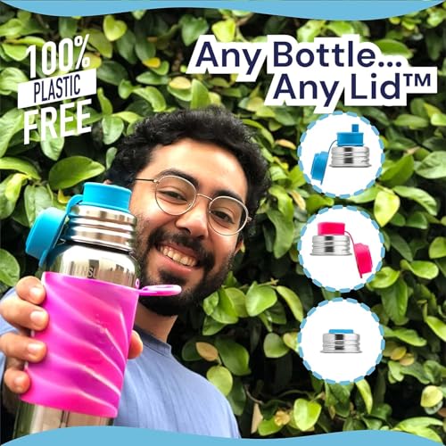 Image of Pura Sport 16oz /473ml Insulated Bottle w /Sleeve & Silicone Big Mouth Top - Stainless Steel, Warm & Cold, Leak-Proof & Spill-Proof for Kids, Toddlers, Preschoolers - Unicorn