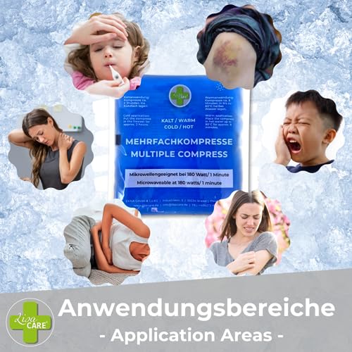 LisaCare Gel Kühlpads - 3 Größen Kühlkissen - Kühlpads Set - Kalt-Warm Kompresse für Kinder & Erwachsene - Akute Schmerzen & Fieber Behandlung - Mikrowellen geeignet