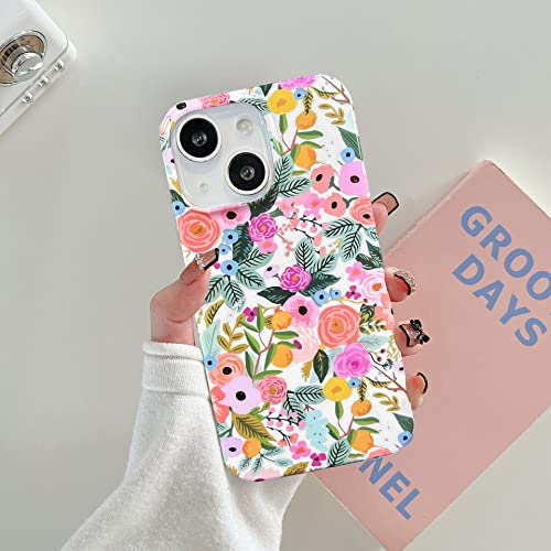 J.west Iphone 13 Case 6.1, Soft Shockproof Cute Floral Phone Protective Cover For Women, Garden Flower Pattern Design Slim Fit Anti-Scratch Phone Case For Girl #TOP2