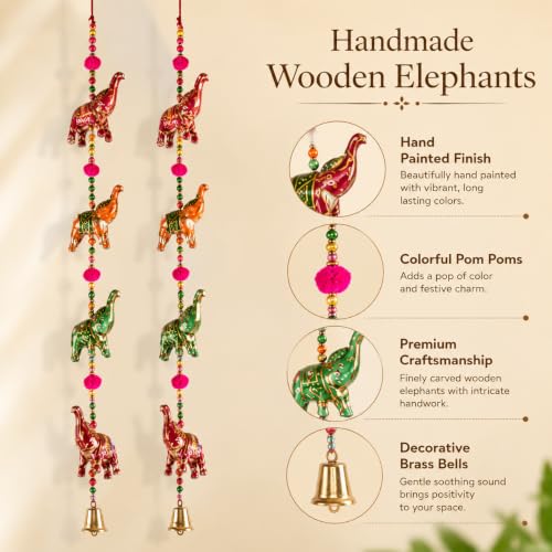 Image of Bindian Toran For Main Door, Decorative Door Thoranam Hanging, Diwali Decoration For Home Entrance, Wall Decor Hanging Ornament, Traditional Festive Welcome Decor For House, Pooja (Elephant Pack of 2)