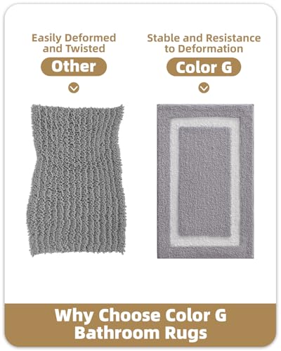 Image of Color&Geometry Gray Bathroom Rugs 43x24, Extra Soft Absorbent Microfiber Bath Rugs, Non-Slip Bathroom mat, Washable Plush Bath Mats for Bathroom, Shower, Bathtub, Laundry, Light Grey White