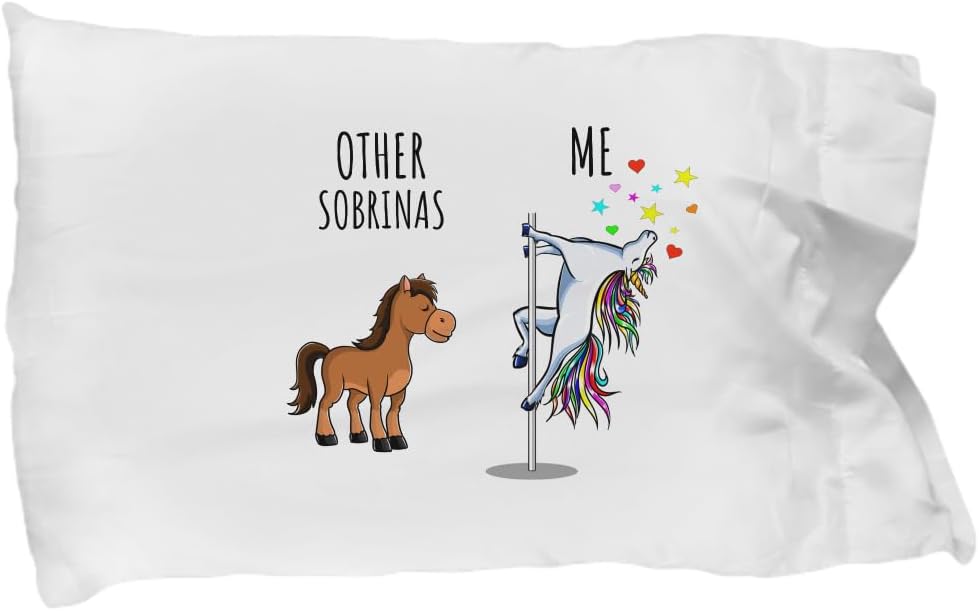 Unicorn Sobrina Pillowcase Other Me Funny Gift for Sobrina Cute Birthday Present Magical Joke Quote Gag Pillow Cover Case 20x30