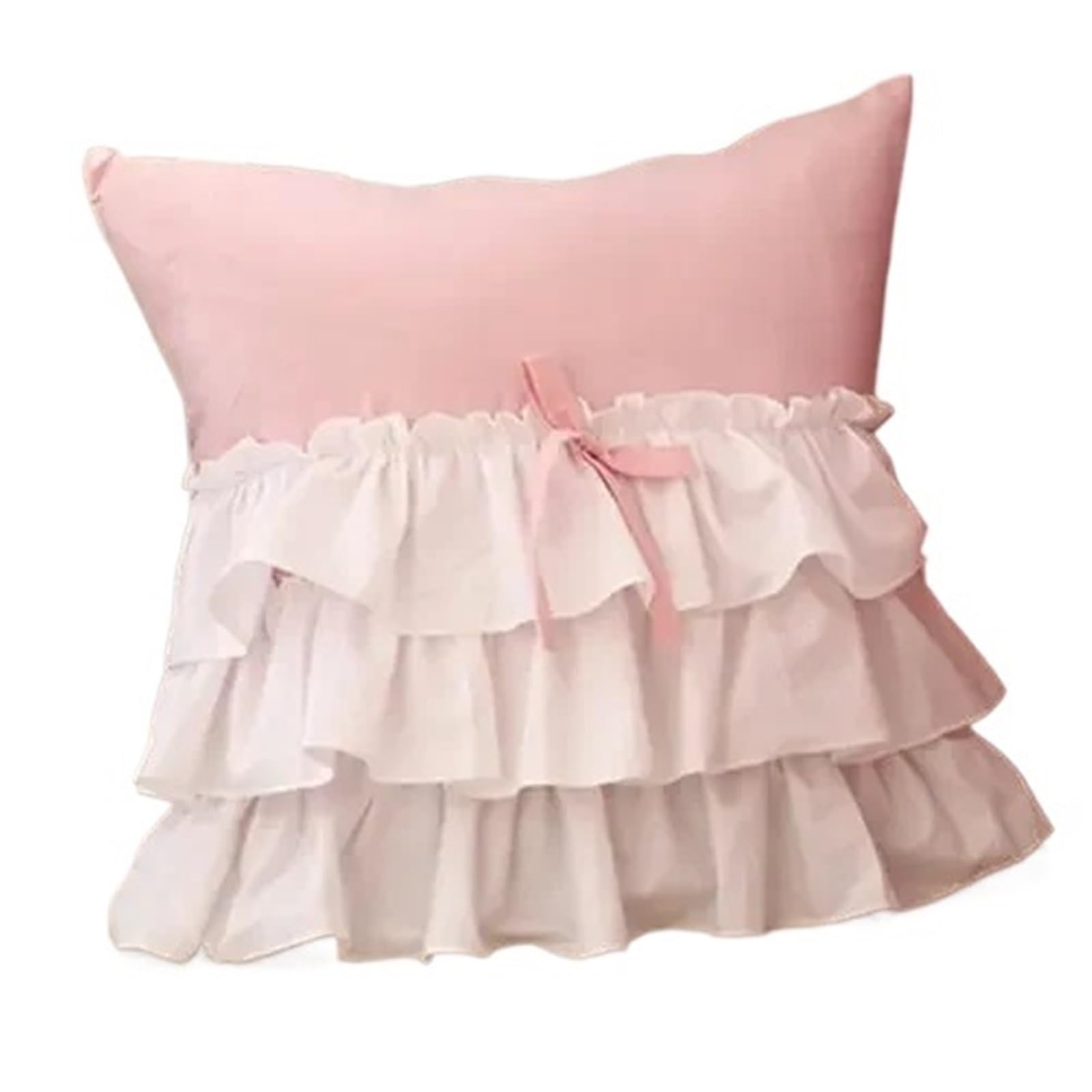 Coussin canapé lot de 2 taies d'oreiller en coton blanc 70x70cm avec volants chic