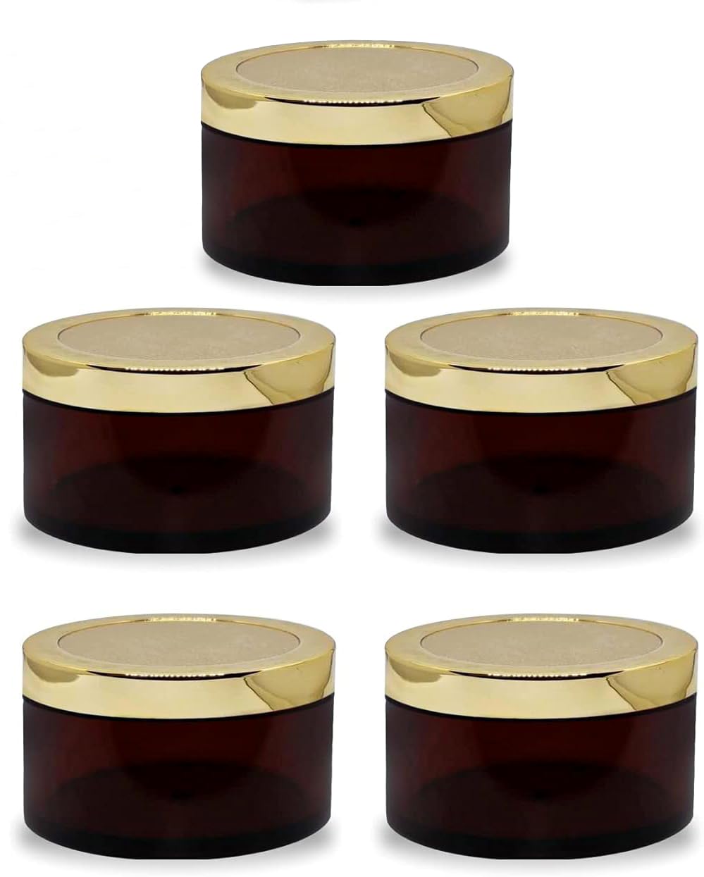 Being I BAN BPA Free Cosmetic Acrylic Containers Jar With Golden lid/Cap For Creams, Gels, Body Scrub & Butter, Lip Balms, Lip Scrubs,Body Butters,Makeup 50g each 100% LEAK PROOF AIRTIGHT (Pack of 5)