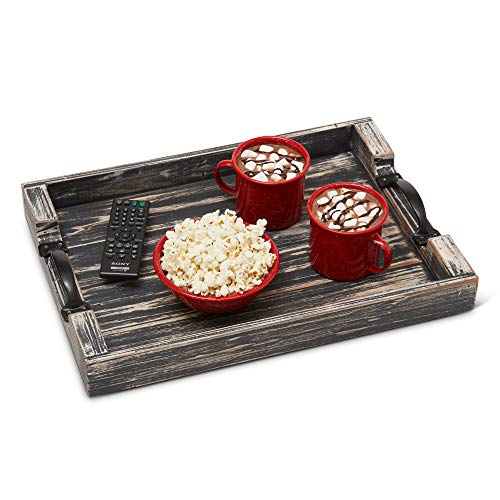 "Abigail" Ottoman Tray - Authentic Firwood - Rustic Wooden Serving Platter - Breakfast