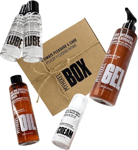MYHIXEL BOX – Kit Benessere Intimo Uomo | Igiene e Cura Completa con Gel, Crema, Olio e Lubrificante Intimo Naturale | Routine Quotidiana per la Pelle Maschile Sensibile