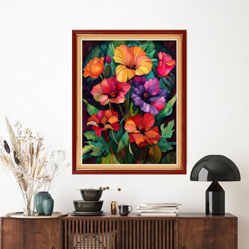 Image of Artvxeay Stamped Cross Stitch Kits - Embroidery Kits for Beginners Cross Stitch Kits for Adults 11 CT Printed Patterns Needlepoint Kits- (Colorful Flowers 16x20 inch)