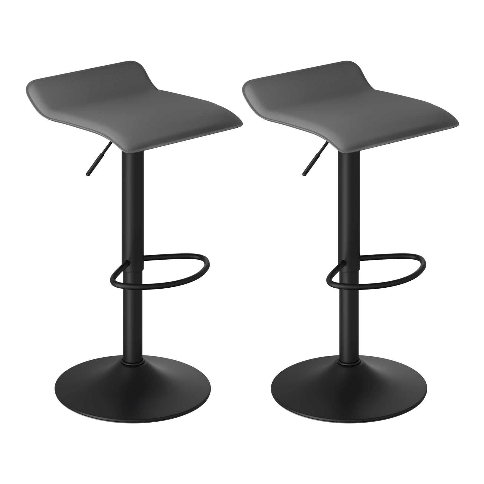 WOLTU Barhocker 2er Set, Höhenverstellbarer Barstuhl, 360° drehbarer Bistrohocker mit Fußstütze, aus Kunstleder Metall, für Bar Küche Theke Café