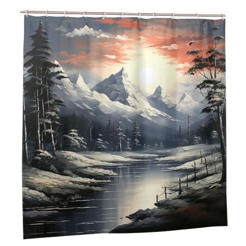 Rideau de douche imperméable 183x183 cm lavable avec crochets