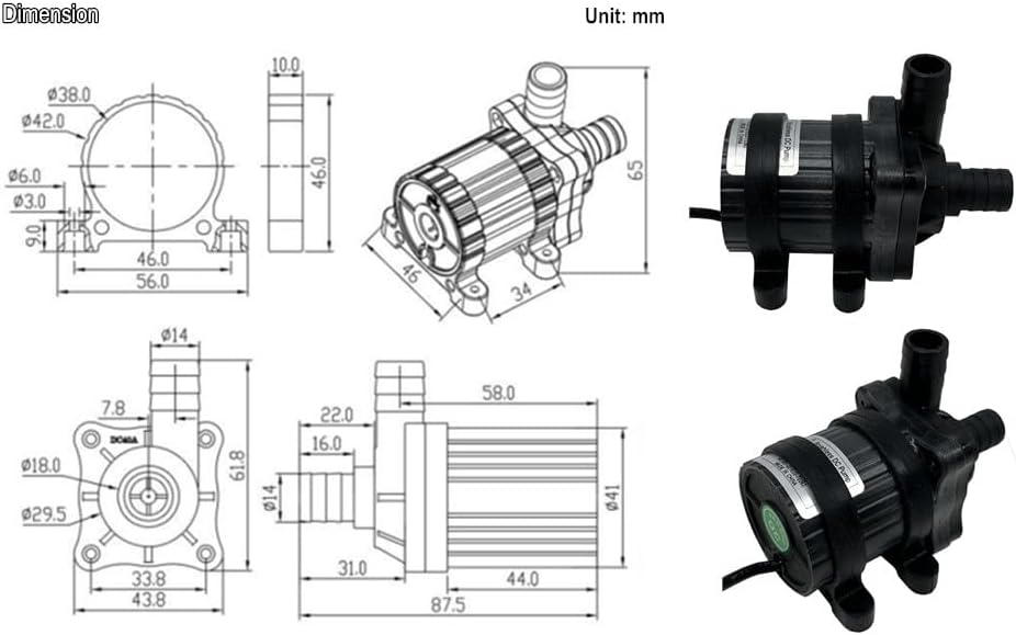 Miniatura 3 de SHYSKY Bomba de agua de 24 V CC, sumergible, accionada magnéticamente, más potente DC40A-2460 28W 6M 19 pies, 221 GPH para fuente de pecera de