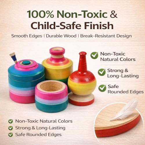 Image of Mamushop Chennapattana Wood Eco Friendly Wooden Kids Toy Kitchen Set /Choppu Jaman Made In India Kids Gas Stove With Cylinder Combo-Multi Color