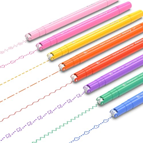 AECHY Stylos à Courbes Colorées pour la Prise de Notes, Marqueurs à Double Pointe avec 8 Formes de Courbes Différentes & 8 Couleurs Fines, Ensemble de Surligneurs à Courbes pour Enfants(Arc-en-Ciel)