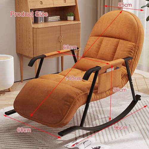 Adjustable Rocking Chair Water Resistant Fabric,Folding Rocking Recliner Chair Nursery with Side Pocket & Adjustable High Back,440Lbs Support,Modern Rocker Chairs for Living Room Bedroom Offices (Col