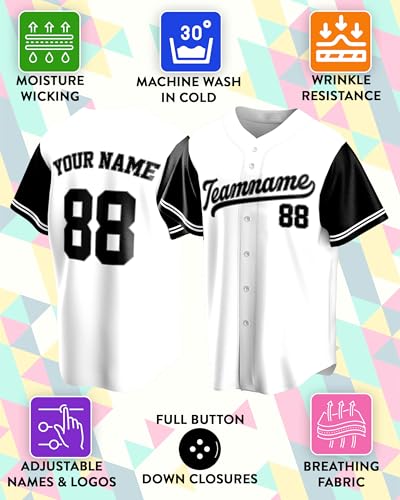 Custom Baseball Jerseys - Personalized Button Down Sport Team Uniforms for Men, Women, Youth, Boys, Girls - Add Name & Number miniatura 4
