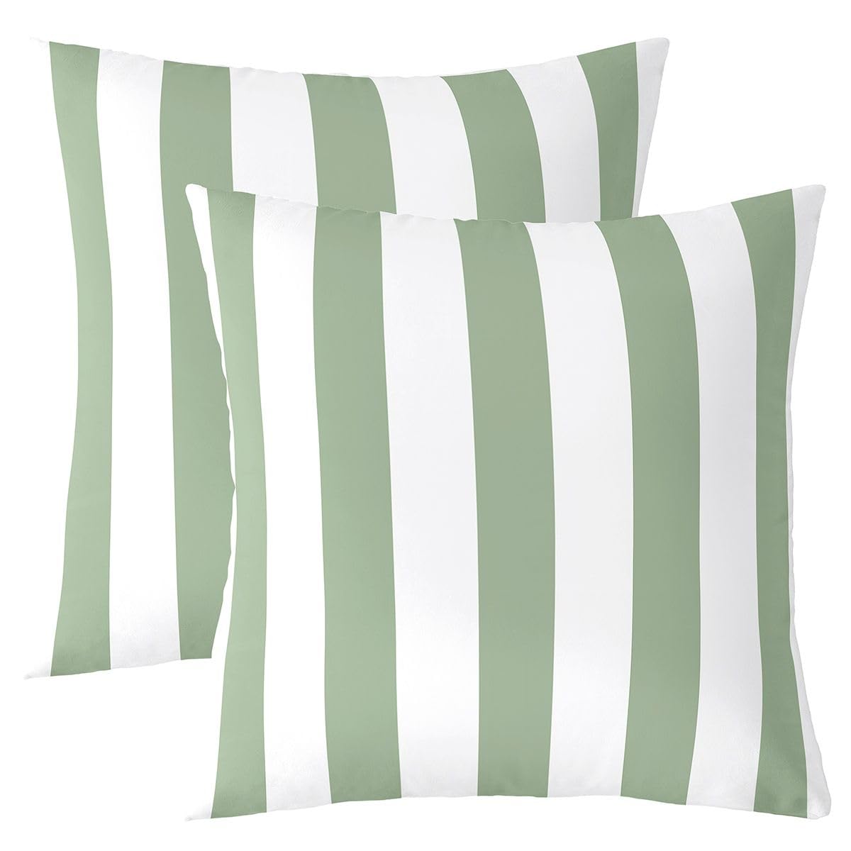 Homewish Sage Green White Striped Cushion Covers Set of 2 40 x 40 cm — image 1