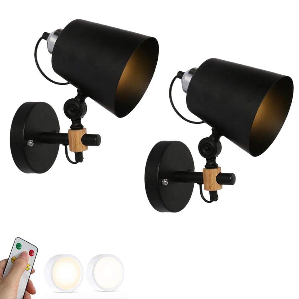 Aplique de pared led a pilas con mando para iluminar sin cables pack de 2