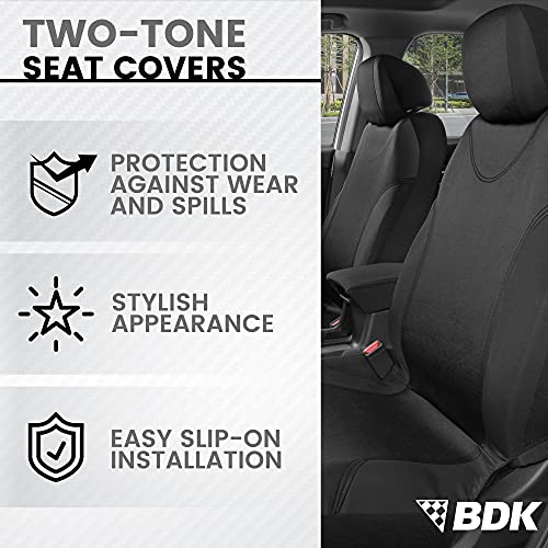 BDK Black Car Seat Covers Full Set - Universal Fit Matching Set Seat Covers for Trucks & Car Seat Protector for SUV - Front Seats, Rear Back Bench, & Headrest Seat Covers for Cars Interior Covers by BDK - Image 2