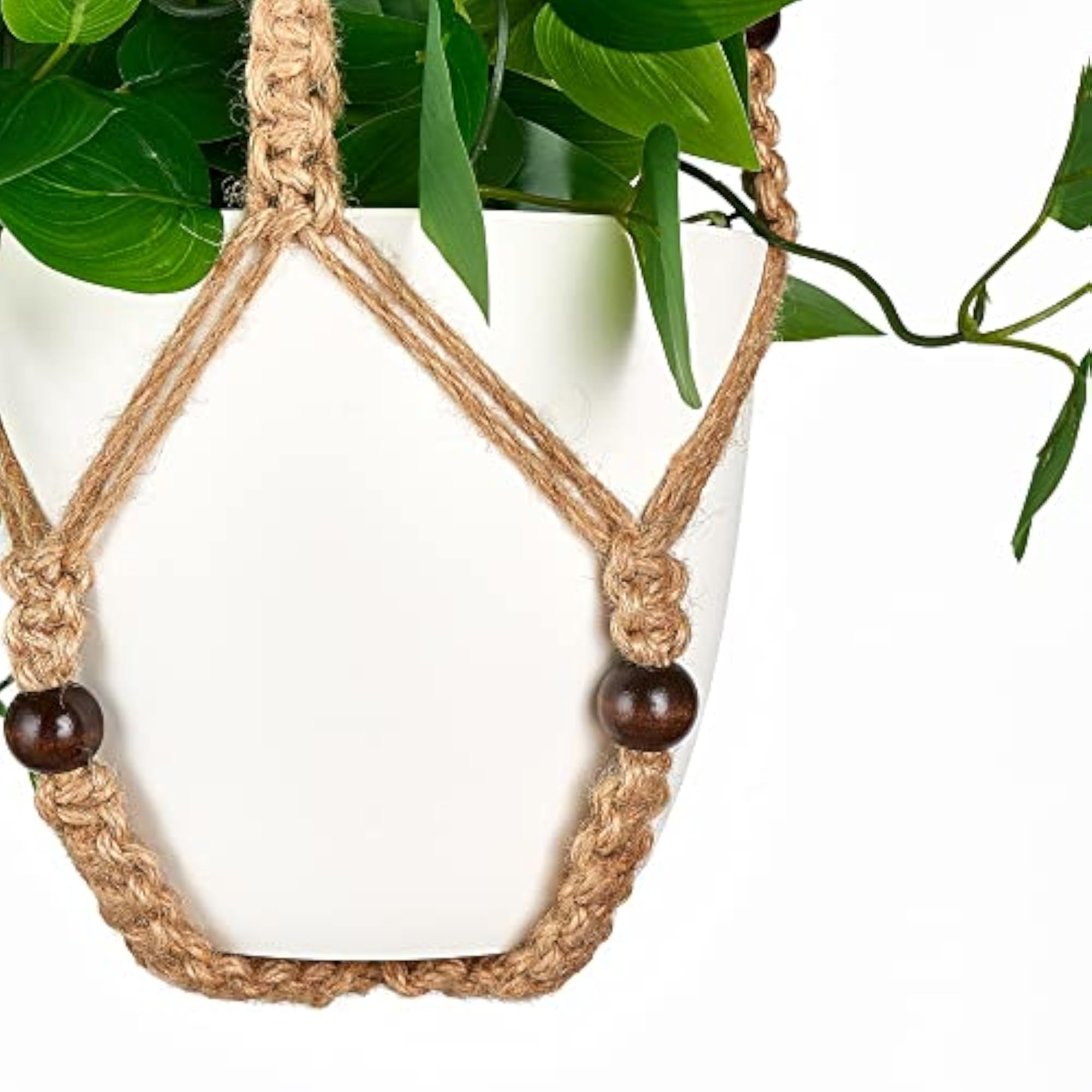 2 Packs Fake Hanging Plant with Pot, Macrame Hanger
