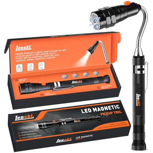 Lenski Gifts for Men Magnetic Torch Birthday Gifts for Men LED Magnetic Tool Gadgets for Me Gifts for Him Telescopic Magnetic Pickup Car Accessories Tools [Energy Class A]