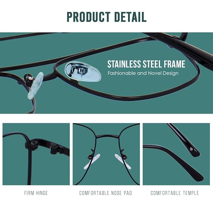Image of Roshfort Eyewear Zero Power Blue Cut & Antiglare Computer Square Eyeglasses | Men & Women | Medium - Pack Of 1