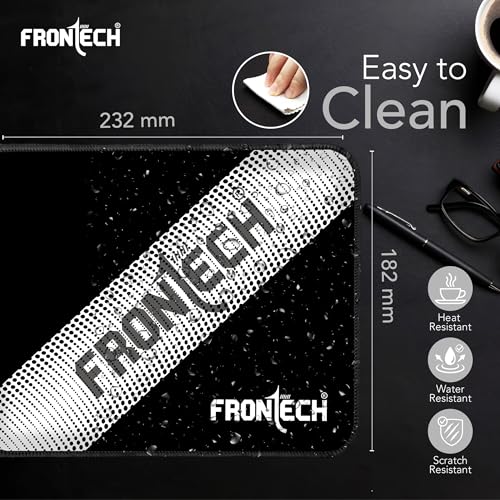 Image of FRONTECH Gaming Mouse Pad | Water Resistant | Anti-Slip Base | Stitched Edges | 232mm x 182mm x 2mm | Red /Black (MSP-0062 Grey)